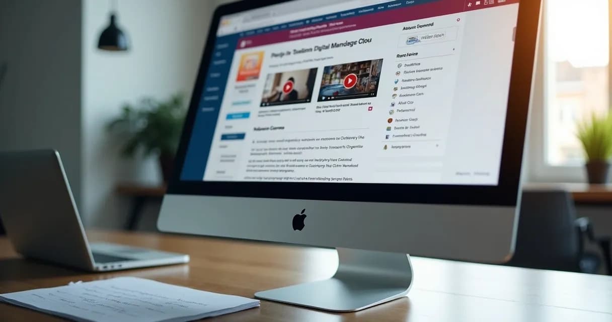 Área de membros na tela do computador mostrando módulos de conteúdo organizados. 