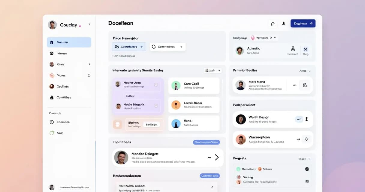 Tela de dashboard da Mentorfy exibindo menus de organização documental, listas de mentorados e status de contratos 