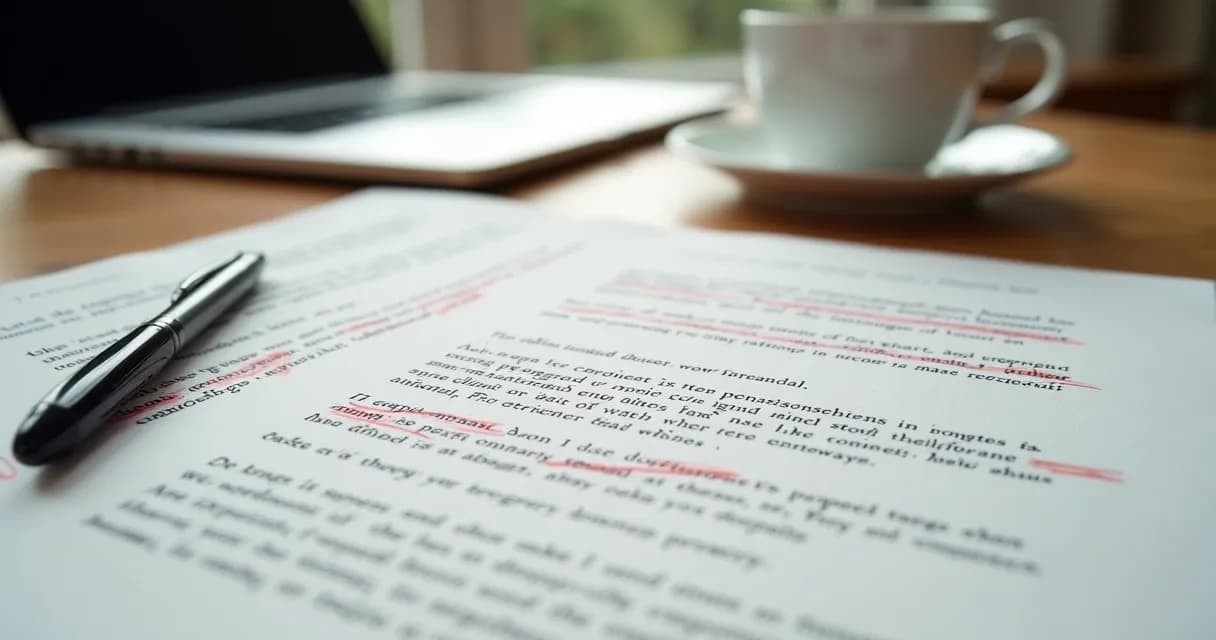 Páginas de manuscrito com marcações de revisão manual 