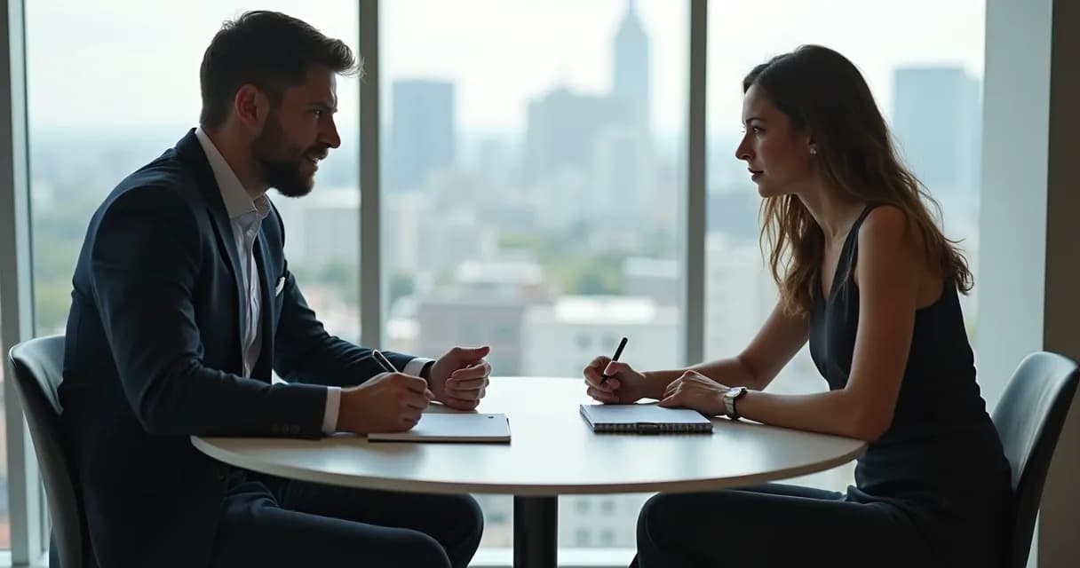 Mentor escutando attentes de um mentorado em reunião presencial 