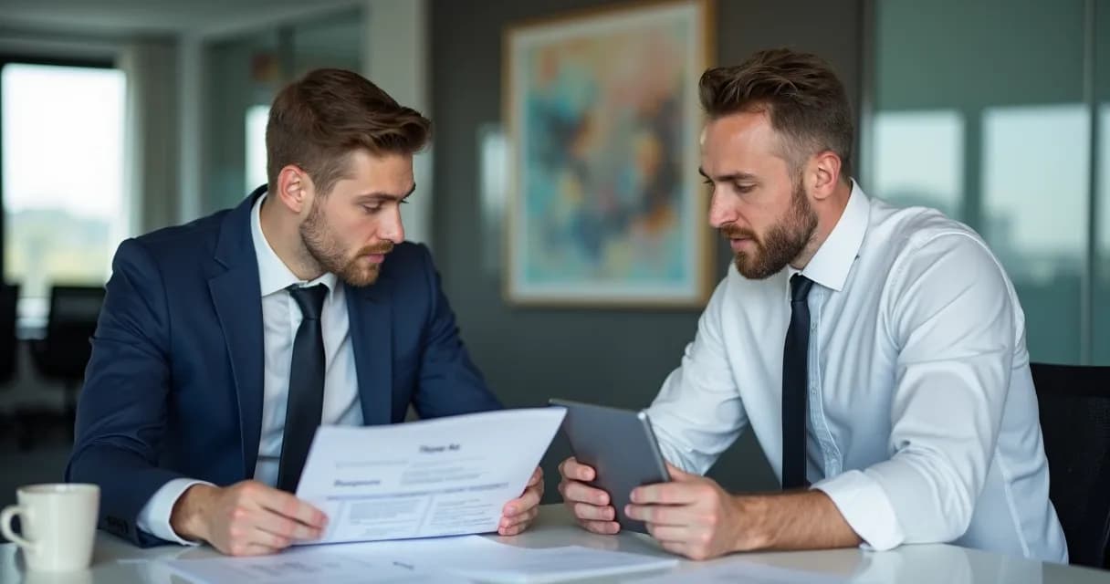 Jovem aprendiz recebe orientação de mentor homem em ambiente profissional 