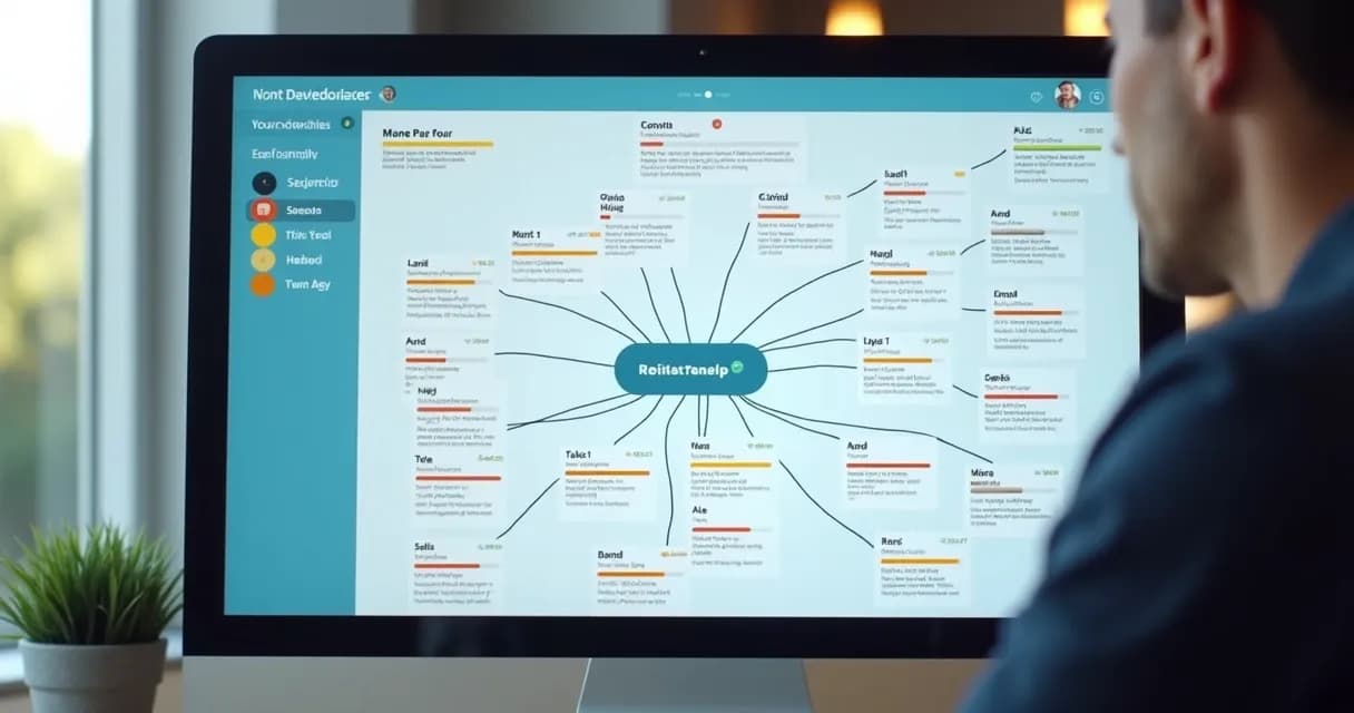 Dashboard digital de progresso dos mentorados com mapa mental 