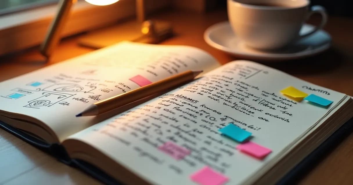 Página de notebook mostrando esboço de roteiro de capítulos de livro 