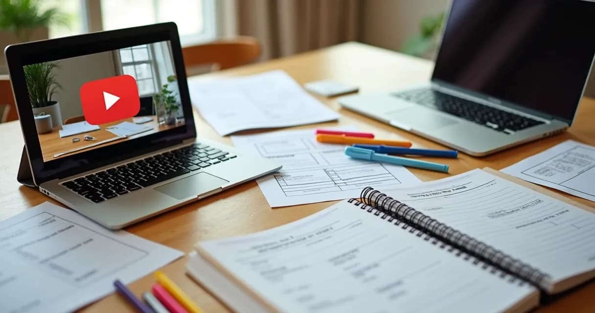 Materiais de apoio para mentoria organizados em mesa 