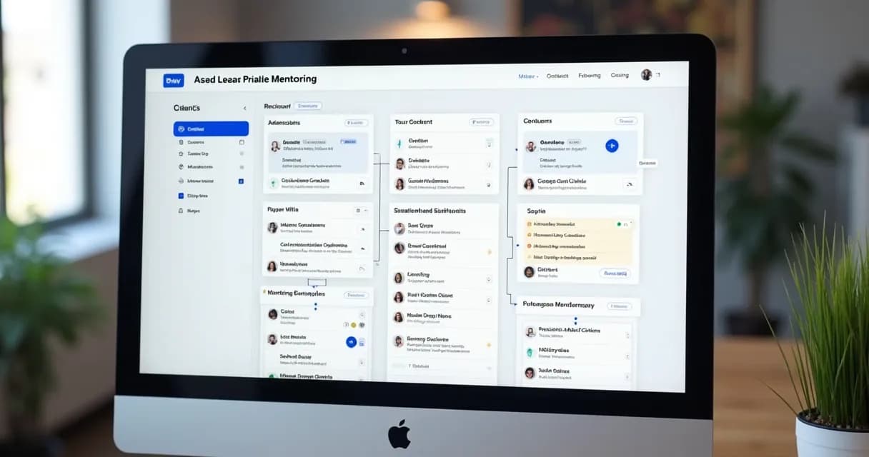 Painel de automação de leads em plataforma de mentoria na tela de computador