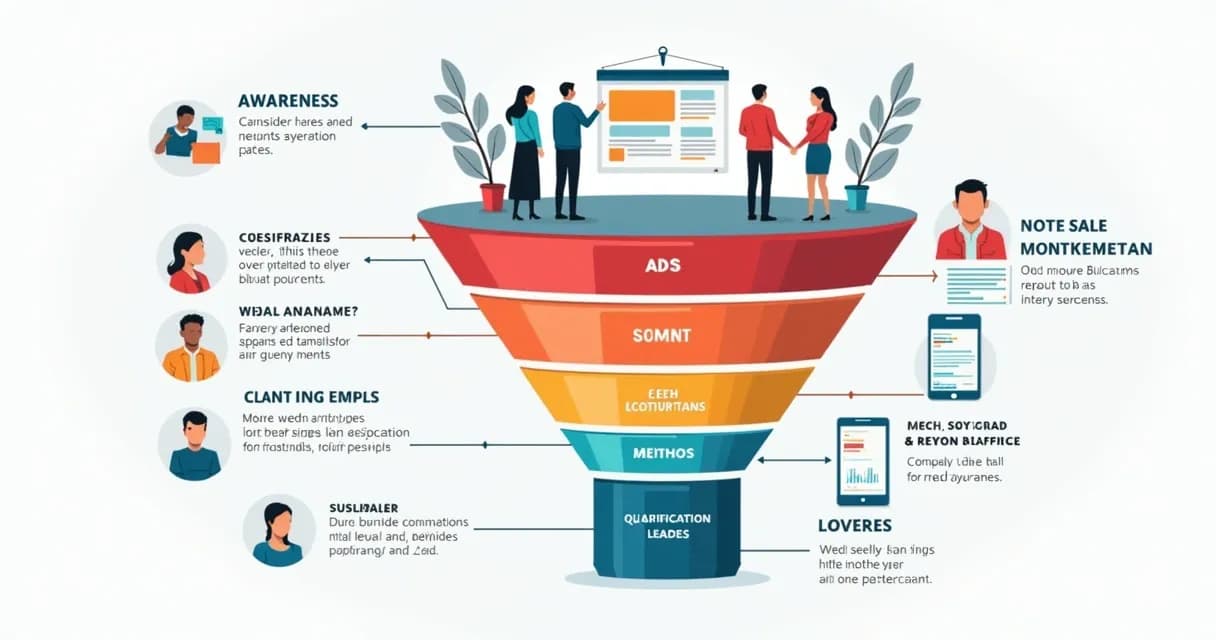 Esquema visual do funil de vendas em mentoria com anúncios digitais